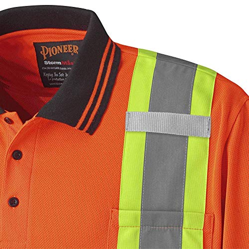 Pioneer Soft Moisture-Wicking High Visibility Safety Polo Shirt, Premium Birdseye, Orange, L, V1051350-L - Clothing - Proindustrialequipment