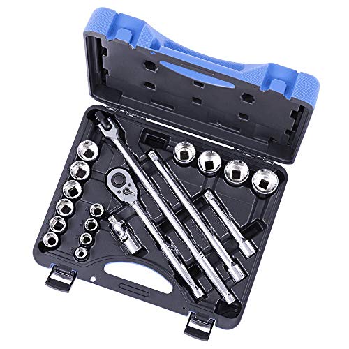 Jet 20-Piece 1/2-inch Drive SAE, 6 Point, Ratchet Wrench Chrome Socket Set, 600323 - Wrenches - Proindustrialequipment