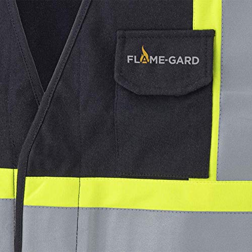 Pioneer Flame Resistant (FR) Hi Vis Cotton Work Safety Vest, Phone Pocket, Black, 3XL, V2510170-3XL - Clothing - Proindustrialequipment