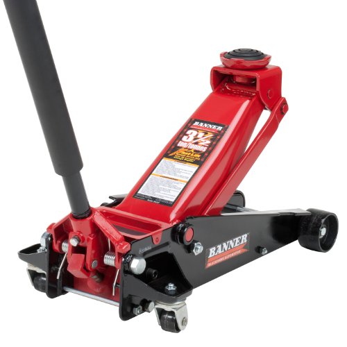 Blackhawk B6350 Black/Red Fast Lift Service Jack - 3.5 Ton Capacity, 28 1/2 inch L x 13 3/4 inch W x 6 1/2 inch H