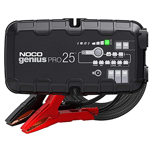 NOCO GENIUSPRO25, 25-Amp Fully-Automatic Professional Smart Charger, 6V, 12V and 24V Battery Charger, Battery Maintainer, Power Supply, and Battery Desulfator with Temperature Compensation, Black