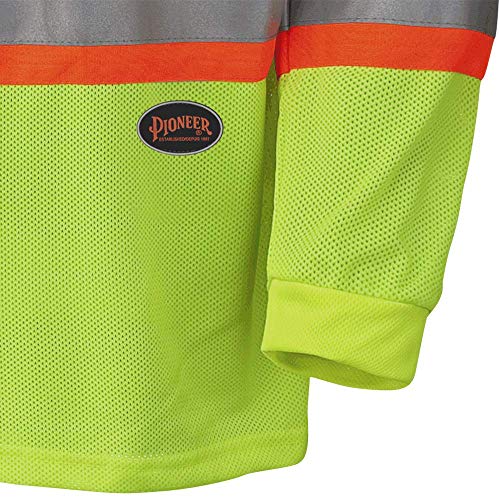 Pioneer Construction Quick-Dry Mesh High Visibility Work Safety Long Sleeve Shirt, Yellow/Green, XL, V1050960-XL - Clothing - Proindustrialequipment