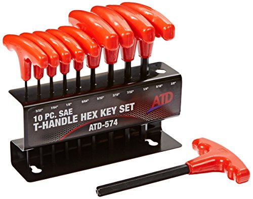 ATD Tools (574) 10-Piece SAE T-Handle Hex Key Set - Proindustrialequipment