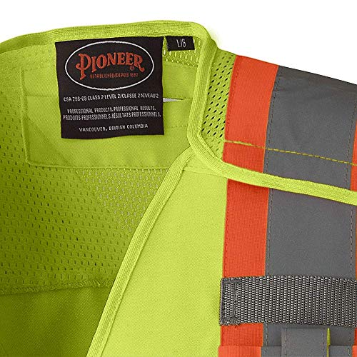 Pioneer High Visibility 5 Point Tear-Away Surveyor Safety Vest, Extra-Long Back, Yellow-Green, L, V1010860-L - Clothing - Proindustrialequipment