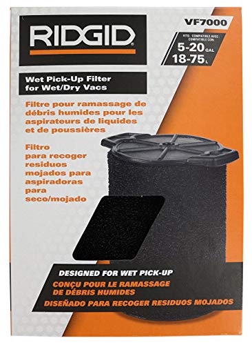 Ridgid VF7000 Genuine Replacement Foam Wet Application Only Vac Filter for Ridgid 5-20 Gallon Wet/Dry Vacuums - Vaccum Bags - Proindustrialequipment