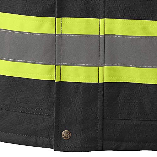 Pioneer V206037A-L Heavy-Duty Reflective Quilted Safety Parka Jacket, Black, L - Clothing - Proindustrialequipment