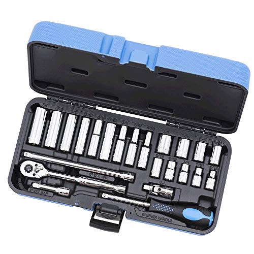 Jet 24-Piece 1/4-inch Drive SAE, 6 Point, Ratchet Wrench Chrome Socket Set, 600115 - Sockets and Tools Set - Proindustrialequipment