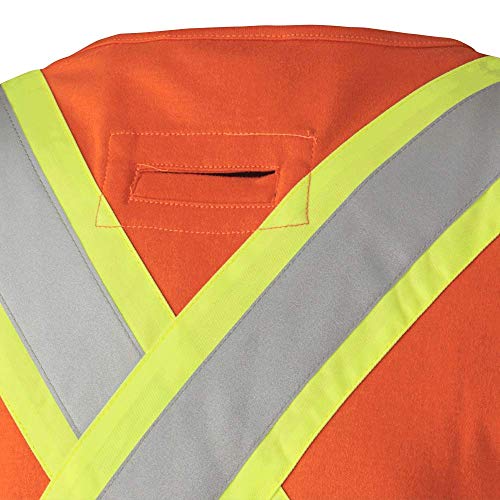 Pioneer Flame Resistant (FR) Hi Vis Cotton Work Safety Vest, Phone Pocket, Orange, S, V2510150-S - Clothing - Proindustrialequipment