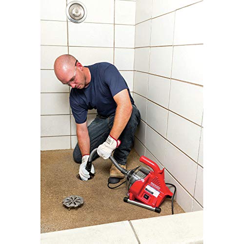 Ridgid 55808 PowerClear Drain Cleaning Machine 120V Drain Cleaner Cleans Tub, Shower or Sink Blockages from 3/4" to 11/2" Diameter, Red - Drain Augers - Proindustrialequipment