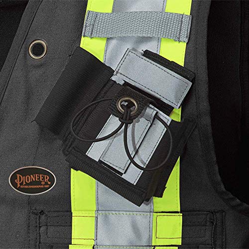 Pioneer Construction Reflective Surveyor Vest, 10 Pockets, Harness D-Ring Slot, Black, XL, V1010670-XL - Clothing - Proindustrialequipment