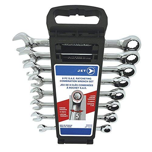 Jet 8-Piece Long S.A.E. Ratcheting Combination Wrench Set, 700308 - Wrenches - Proindustrialequipment