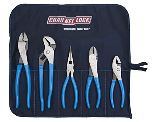 Channellock Tool Roll 1, juego de alicates para técnico con rollo de herramientas, 5 piezas