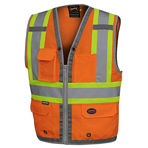 Pioneer High Visibility Surveyor Safety Vest, Mesh Back - Front Zipper, Orange, 4XL, V1010250-4XL - Clothing - Proindustrialequipment