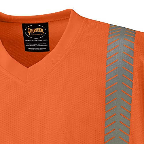 Pioneer Ultra-Breathable UPF 50+ UV Protection Hi Vis T-Shirt, Zebra Reflective Stripe, Orange, XL, V1052150-XL - Clothing - Proindustrialequipment