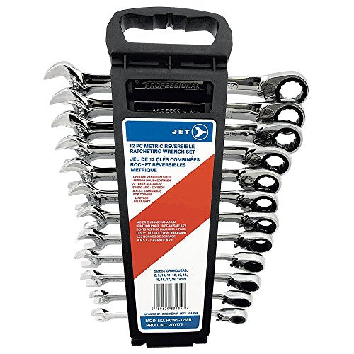 Jet 12-Piece Long Metric Reversible Ratcheting Combination Wrench Set, 700372 - Wrenches - Proindustrialequipment