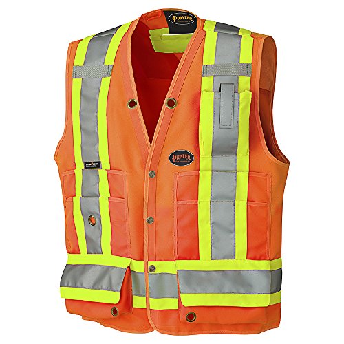 Pioneer Lightweight Durable Hi Vis Surveyor Safety Vest, Multi-Pocket, Snap Button, Orange, 3XL, V1010150-3XL - Clothing - Proindustrialequipment