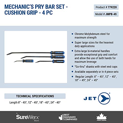 Jet 779220-4-Piece Mechanic’s Pry Bar Set - Pry - Proindustrialequipment