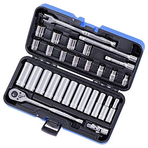 Jet 30-Piece 3/8-inch Drive Metric, 6 Point, Ratchet Wrench Chrome Socket Set, 600234 - Sockets and Tools Set - Proindustrialequipment