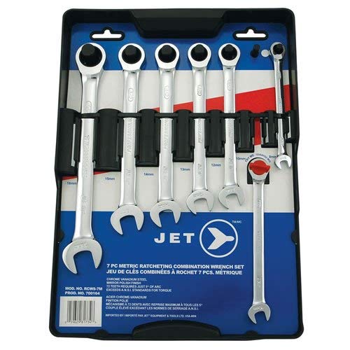 Jet 7-Piece Long Metric Ratcheting Combination Wrench Set, 700164 - Wrenches - Proindustrialequipment