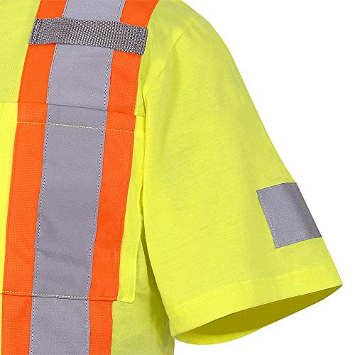 Pioneer 100% Cotton High Visibility T-Shirt, Startech Reflective Tape, Yellow/Green, L, V1050560-L - Clothing - Proindustrialequipment