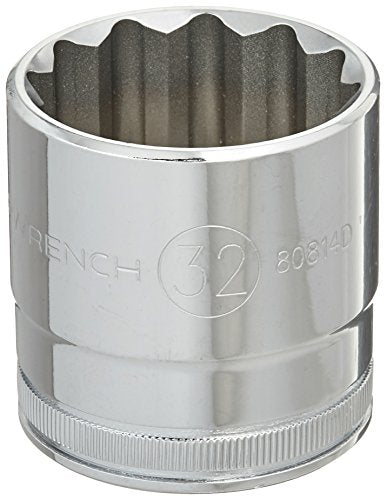 GearWrench 80814D 1/2" Drive 12 Point Standard Metric Socket 32mm, Black