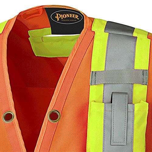 Pioneer Lightweight Durable Hi Vis Surveyor Safety Vest, Multi-Pocket, Snap Button, Orange, 2XL, V1010150-2XL - Clothing - Proindustrialequipment