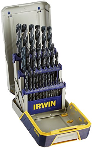 Irwin 3018004 Jeu de forets à index en métal oxyde noir avec étui, 29 pièces