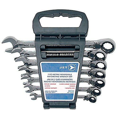 Jet 7-Piece Long Metric Reversible Ratcheting Combination Wrench Set, 700371 - Wrenches - Proindustrialequipment