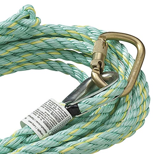 PeakWorks V84013200 - Carabiner & Back Splice - 200' (61 m), 5/8" Polysteel Rope - Fall Protection Vertical Lifeline - Fall Protection - Proindustrialequipment