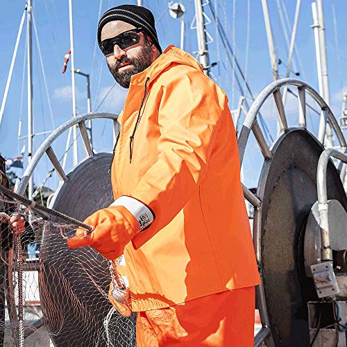 Pioneer V3246250-L Heavy-Duty Fishing Jacket - Marine/Fish Oil Resistant, Orange, L - Clothing - Proindustrialequipment