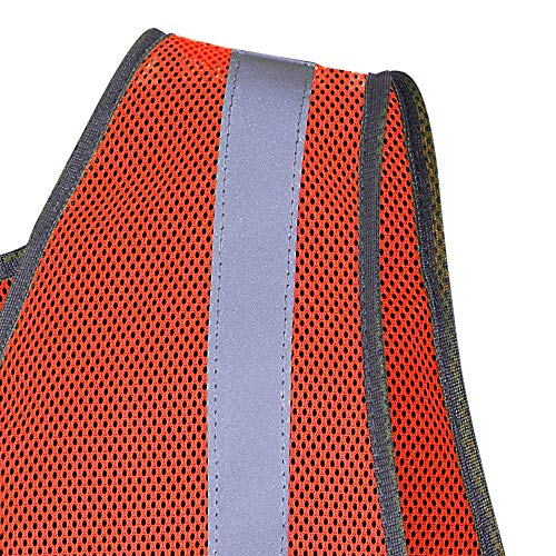 Pioneer 10-Pack Basic Mesh Safety Vest with Reflective Tape, Hook & Loop Front Closure, Orange, Universal, V1030750-O/S - Clothing - Proindustrialequipment