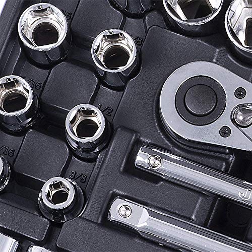 Jet 29-Piece 1/2-inch Drive SAE, 6 Point, Ratchet Wrench Chrome Socket Set, 600331 - Wrenches - Proindustrialequipment