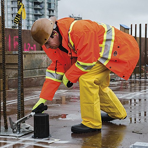 Pioneer V1110250-L High Visibility Waterproof Safety Jacket, 2 Radio Clip Straps, Orange, Large - Clothing - Proindustrialequipment