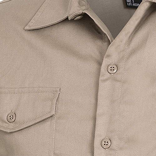 Pioneer Flame Resistant Adjustable Wrist Button-Down Safety Shirt, Cotton-Nylon Blend, Khaki, S, V2540430-S - Clothing - Proindustrialequipment
