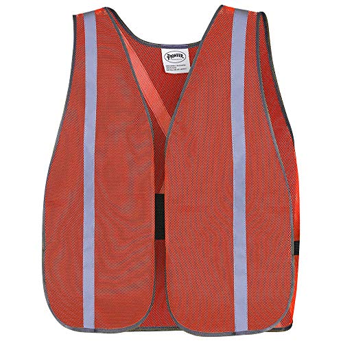 Pioneer 10-Pack Basic Mesh Safety Vest with Reflective Tape, Hook & Loop Front Closure, Orange, Universal, V1030750-O/S - Clothing - Proindustrialequipment