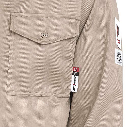 Pioneer Flame Resistant Adjustable Wrist Button-Down Safety Shirt, Cotton-Nylon Blend, Khaki, XL, V2540430-XL - Clothing - Proindustrialequipment