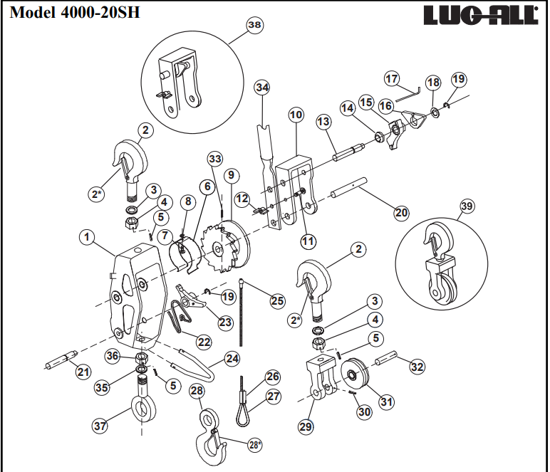 LG 216 Replacement Parts For Lug all 4000-20 - Proindustrialequipment